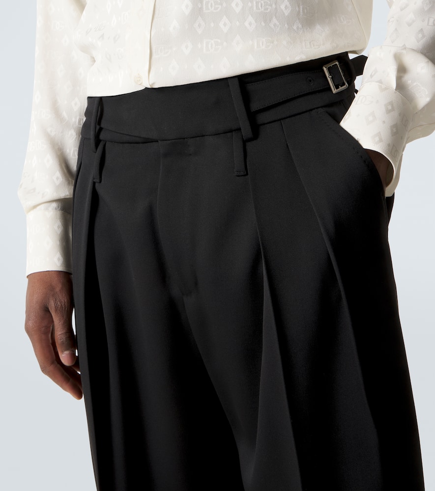 Virgin wool gabardine wide-leg pants