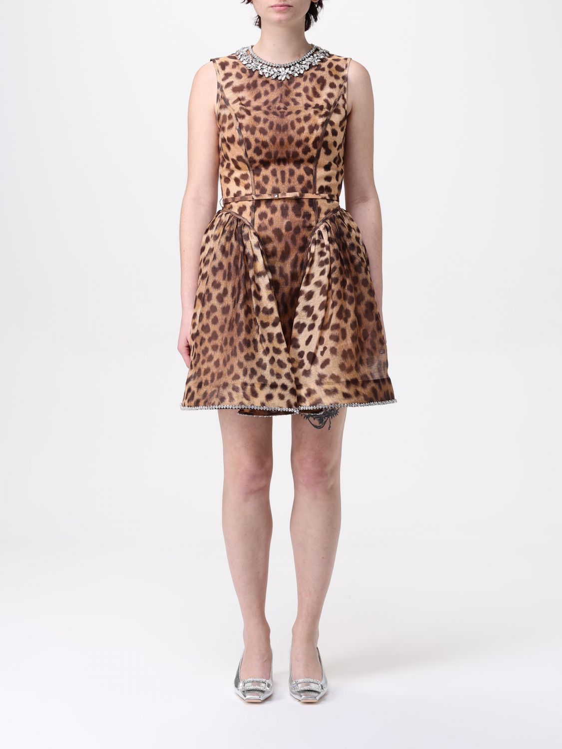Panelled mini dress - Brown