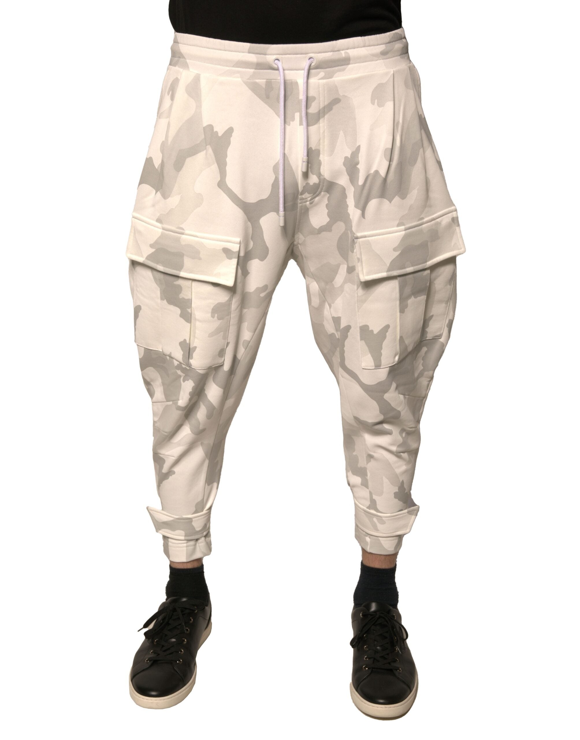 Camouflage Cotton Joggers — White