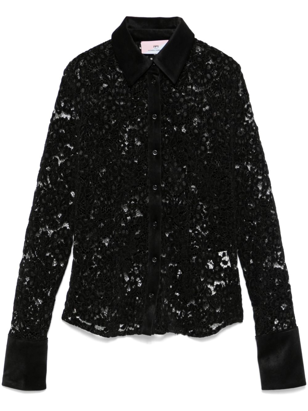 Corded-lace shirt - Black
