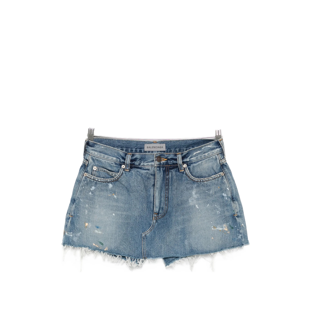Distressed Paint-splatter Shorts