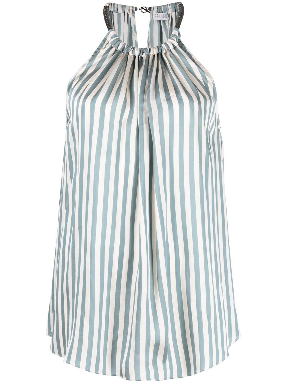 Striped Monili halterneck sleeveless top - Blue