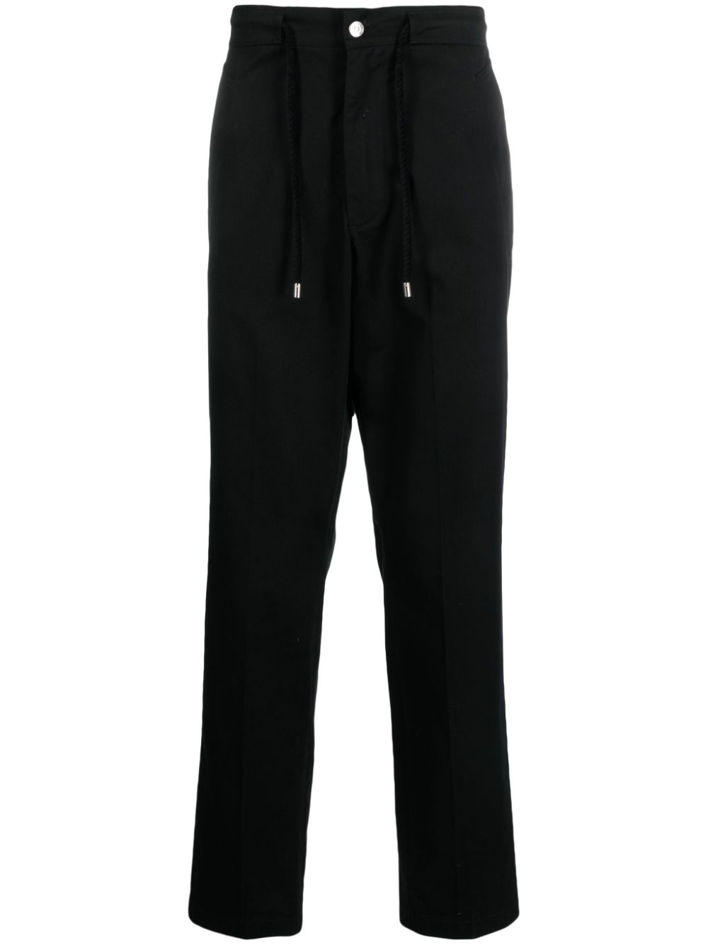 Logo-embroidered cotton trousers - Black