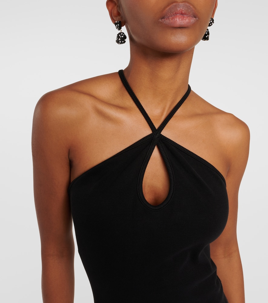 Ribbed-knit cotton-blend midi dress