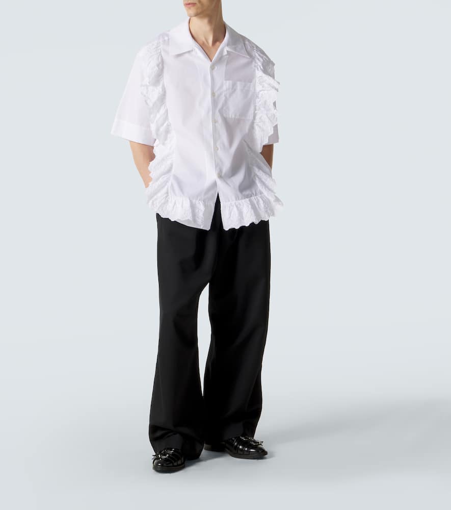 Ruffled cotton poplin shirt