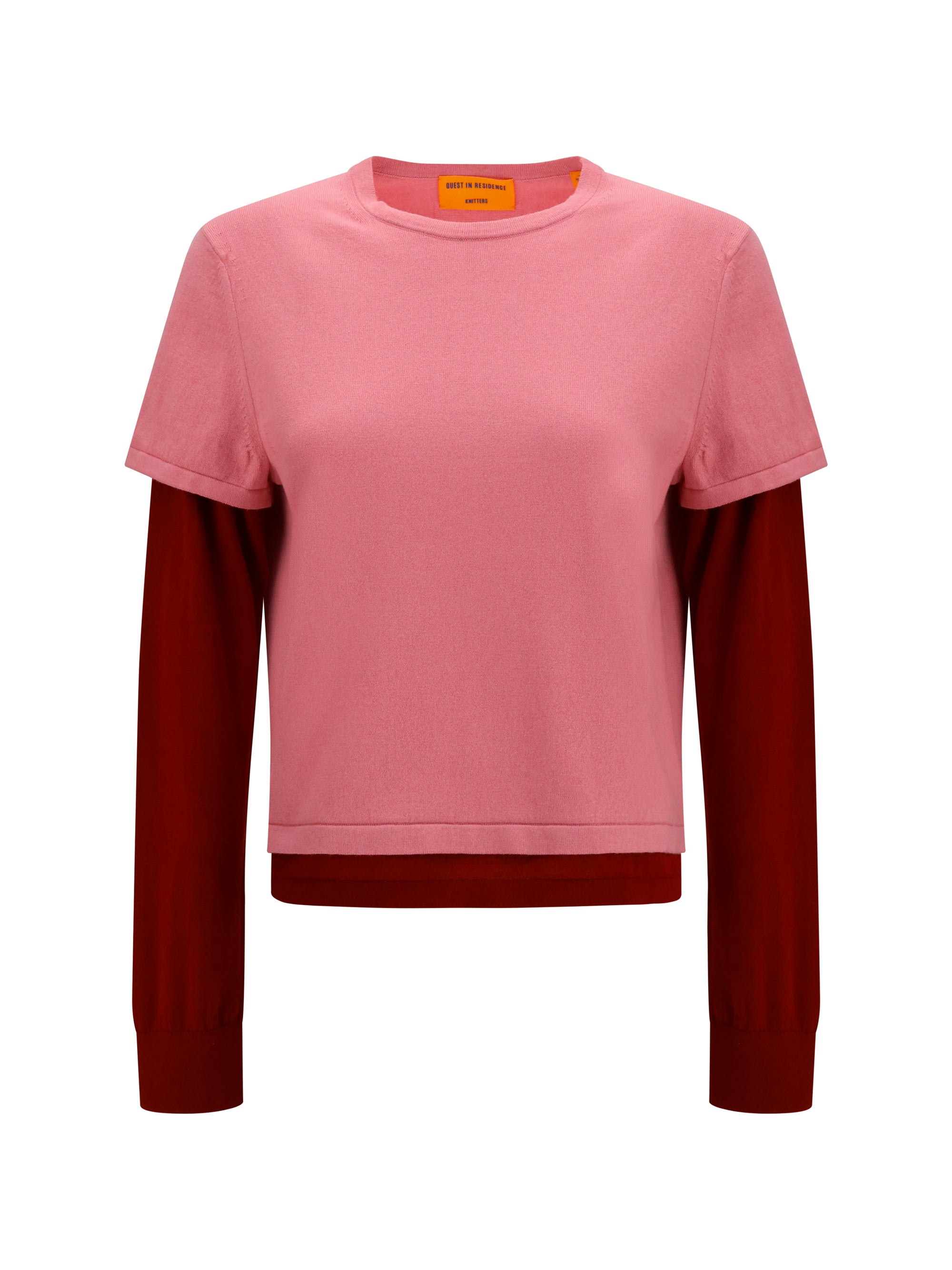 Layered Two-Tone Sweater — Pink