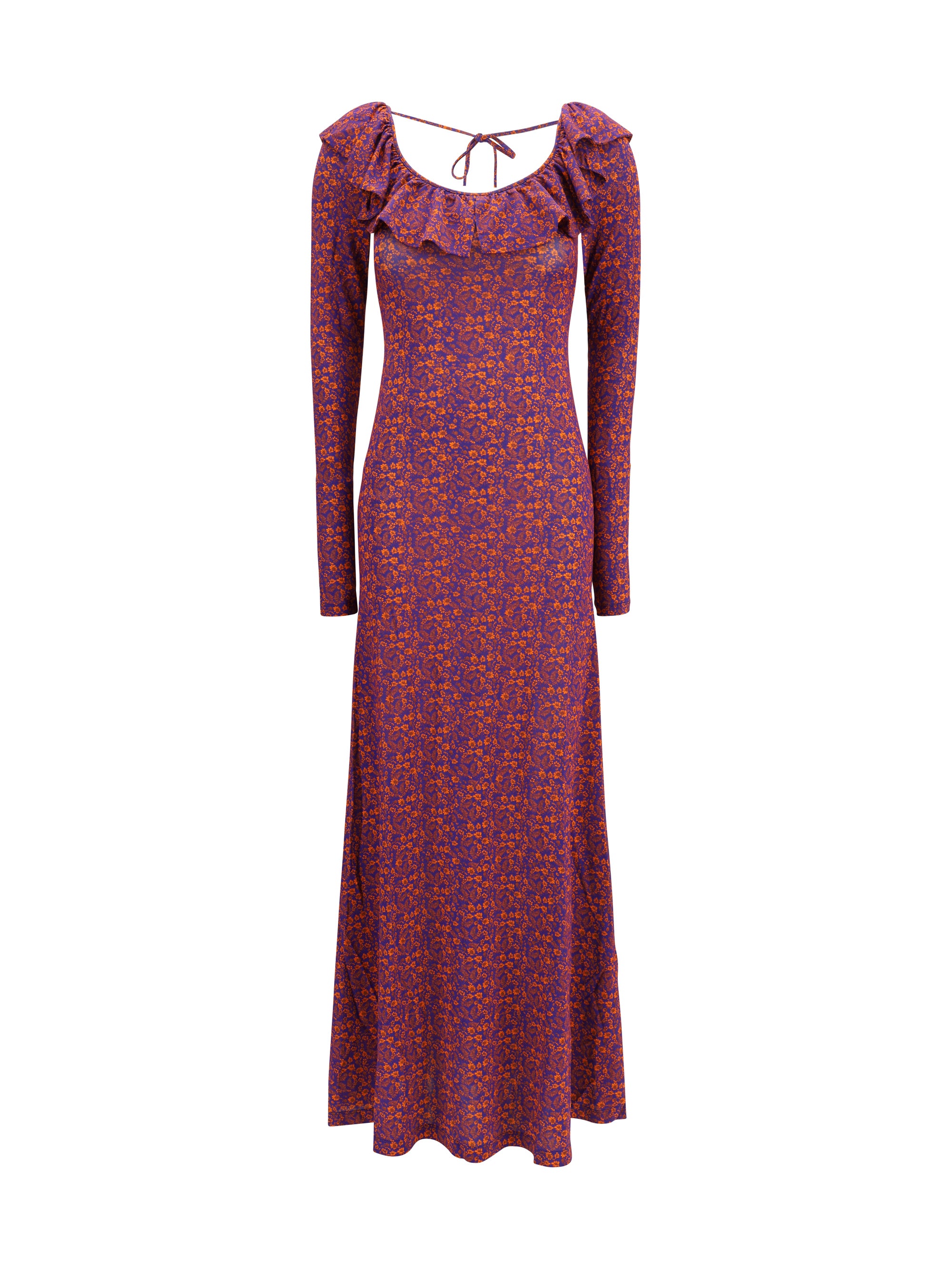 Floral-Printed Jersey Dress — Purple
