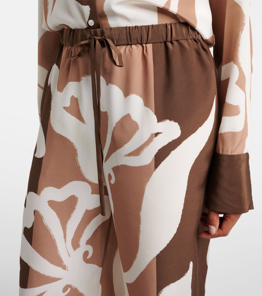 Portia printed silk satin wide-leg pants