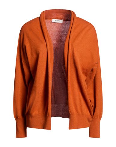 Woman Cardigan Orange Size 6 Wool, Cashmere