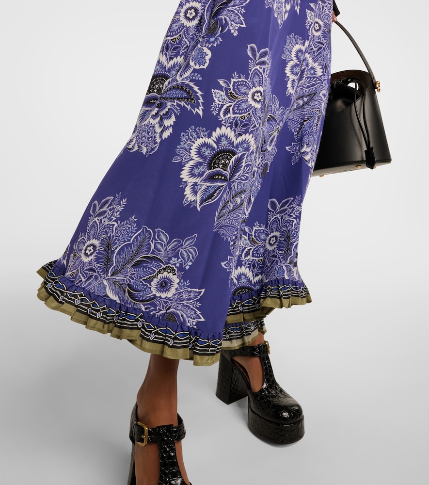Floral silk maxi skirt