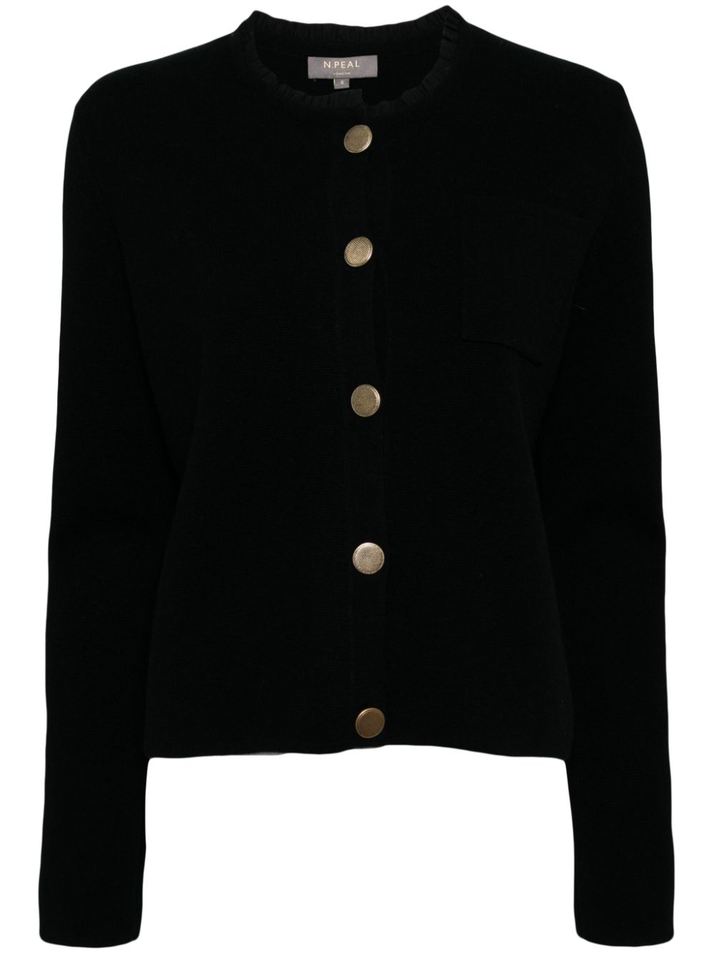 Round-neck cashmere cardigan - Black