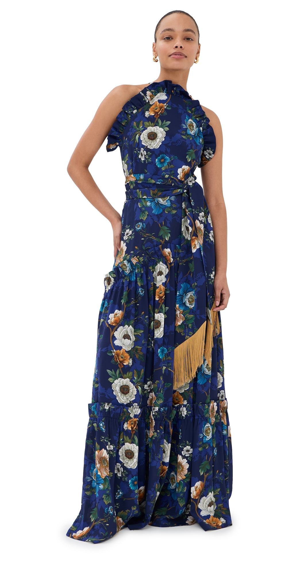 Tatiana Crepe Satin Dress Magical Blossom Navy