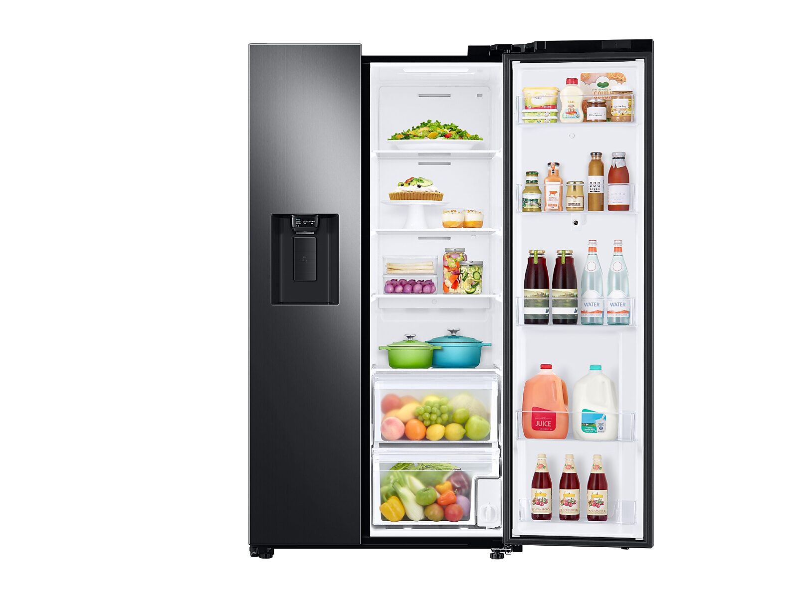 22 cu. ft. Counter Depth Side-by-Side Refrigerator with Touch Screen Family Hub™ in Black Stainless Steel(RS22T5561SG/AA)