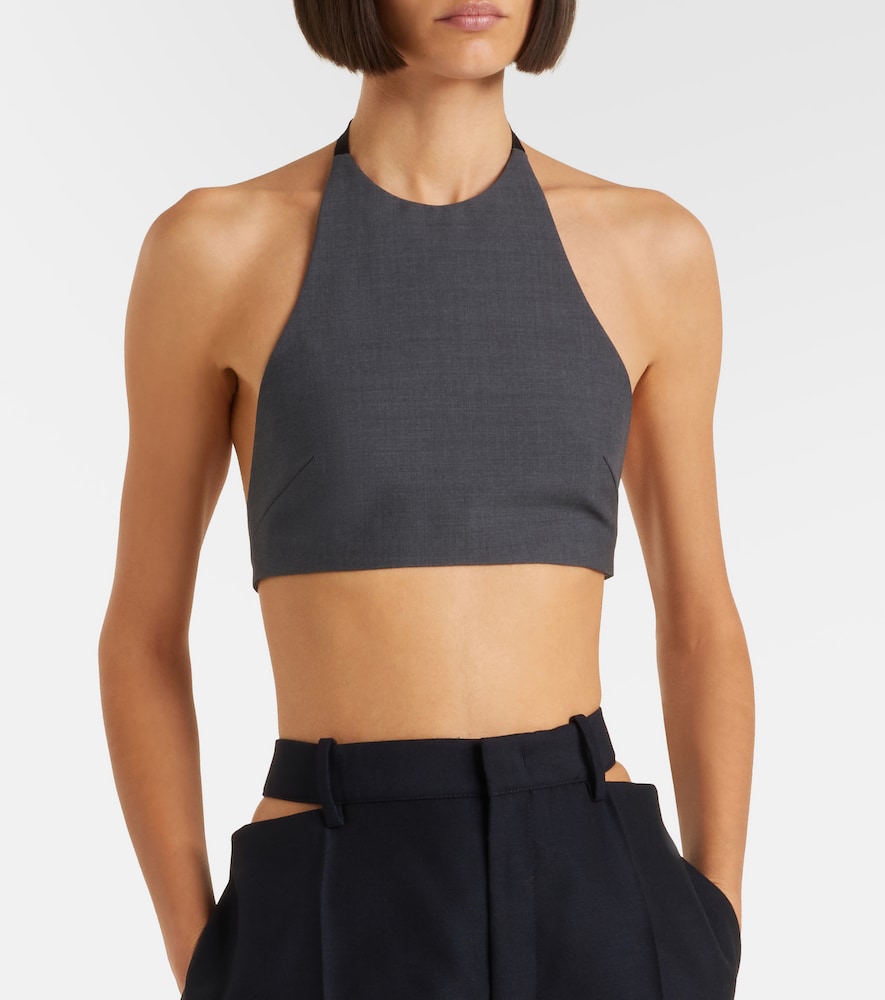 Halterneck virgin wool crop top