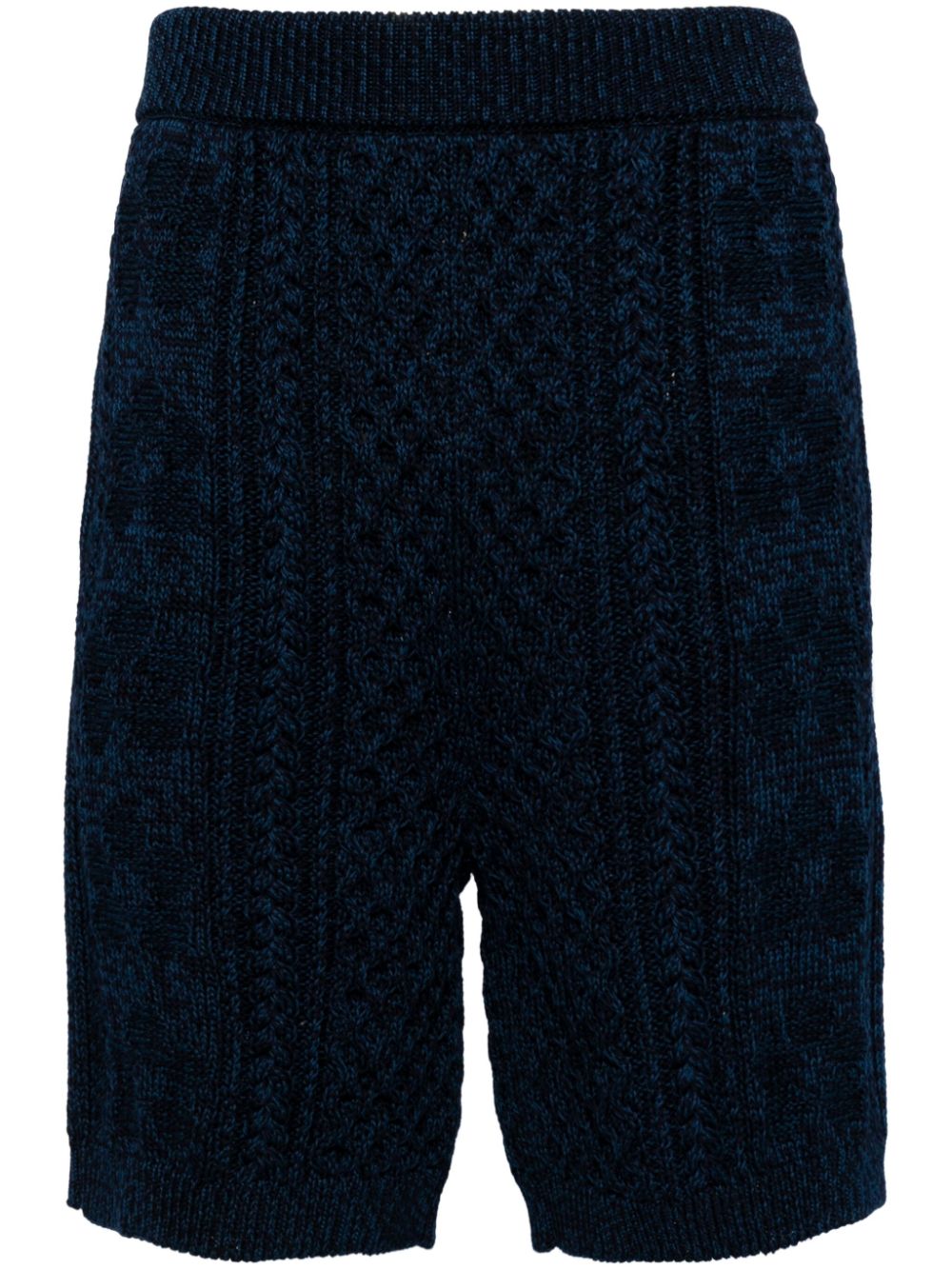 Knitted knee-length shorts - Blue