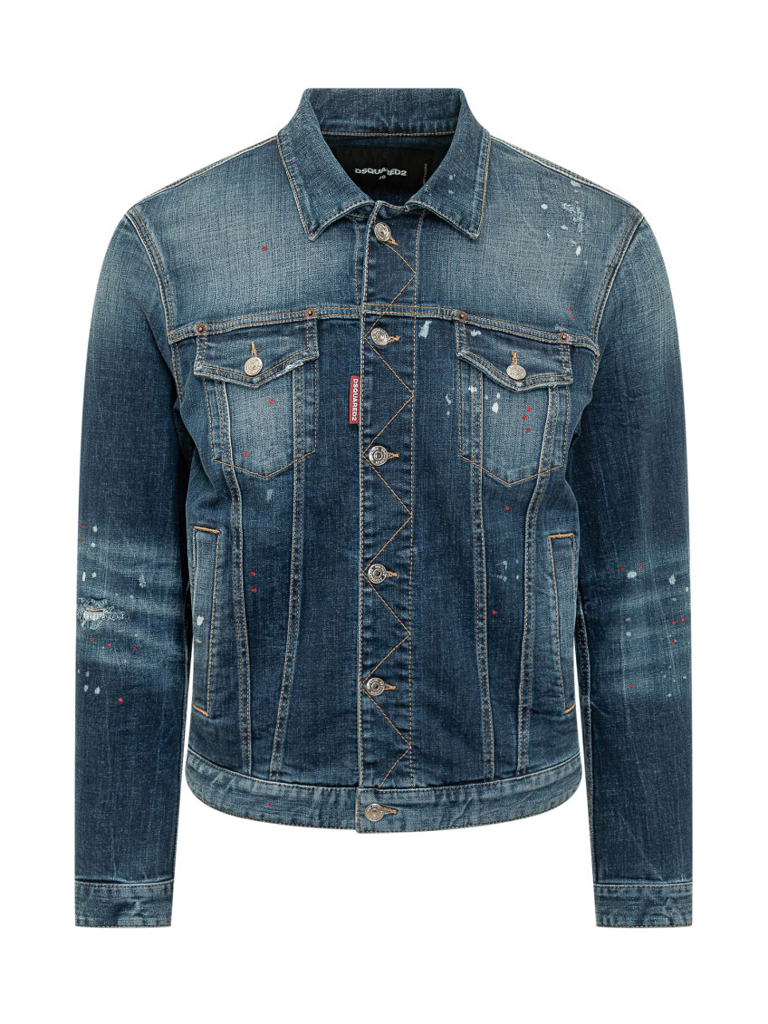 Blue Distressed Shirt Collar Jacket