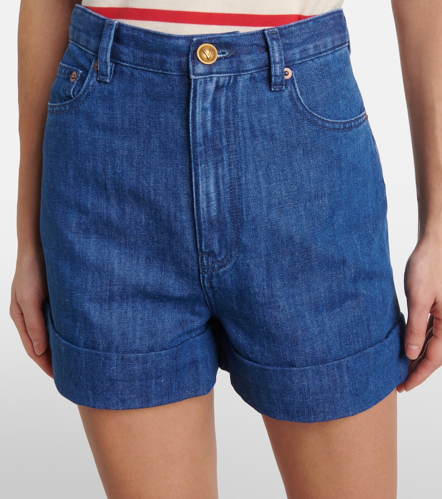 Valentino Cotton and linen denim shorts