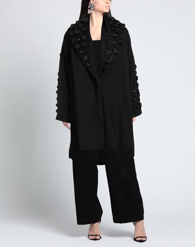 Woman Coat Black Size 2 Cashmere, Polyester, Polyurethane, Elastane