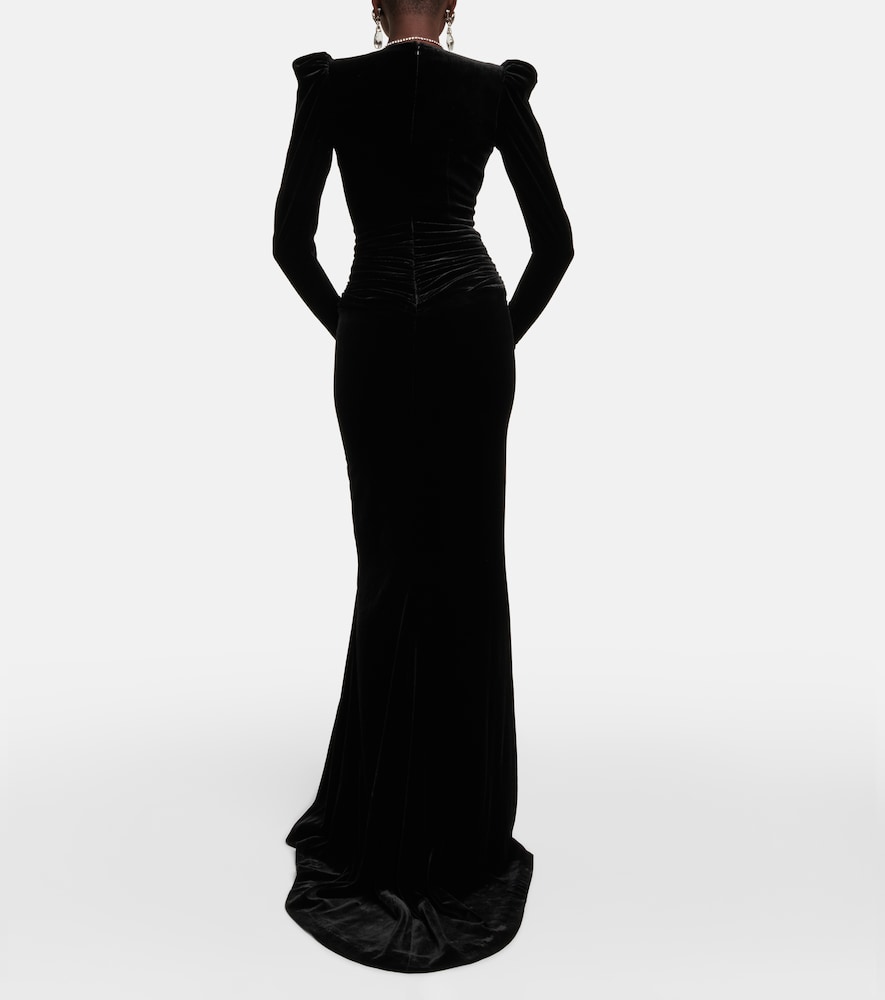 Long-sleeved velvet gown