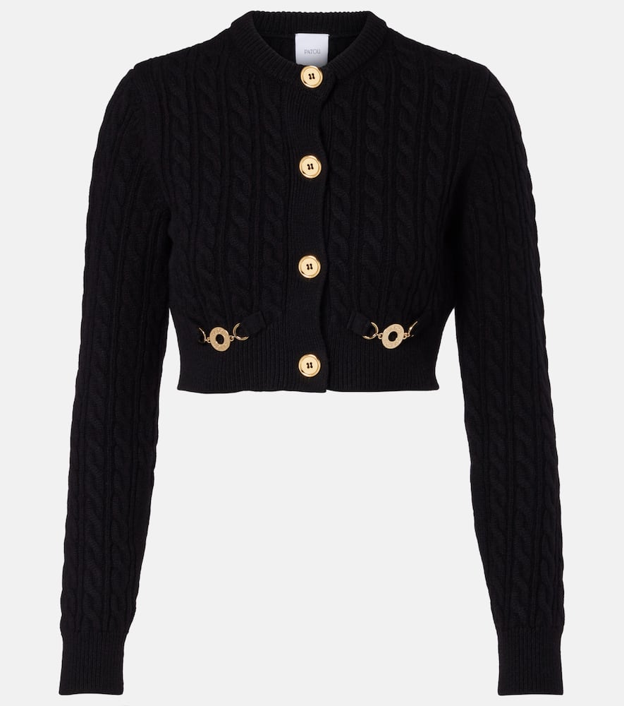 Cable-knit wool and cashmere cardigan