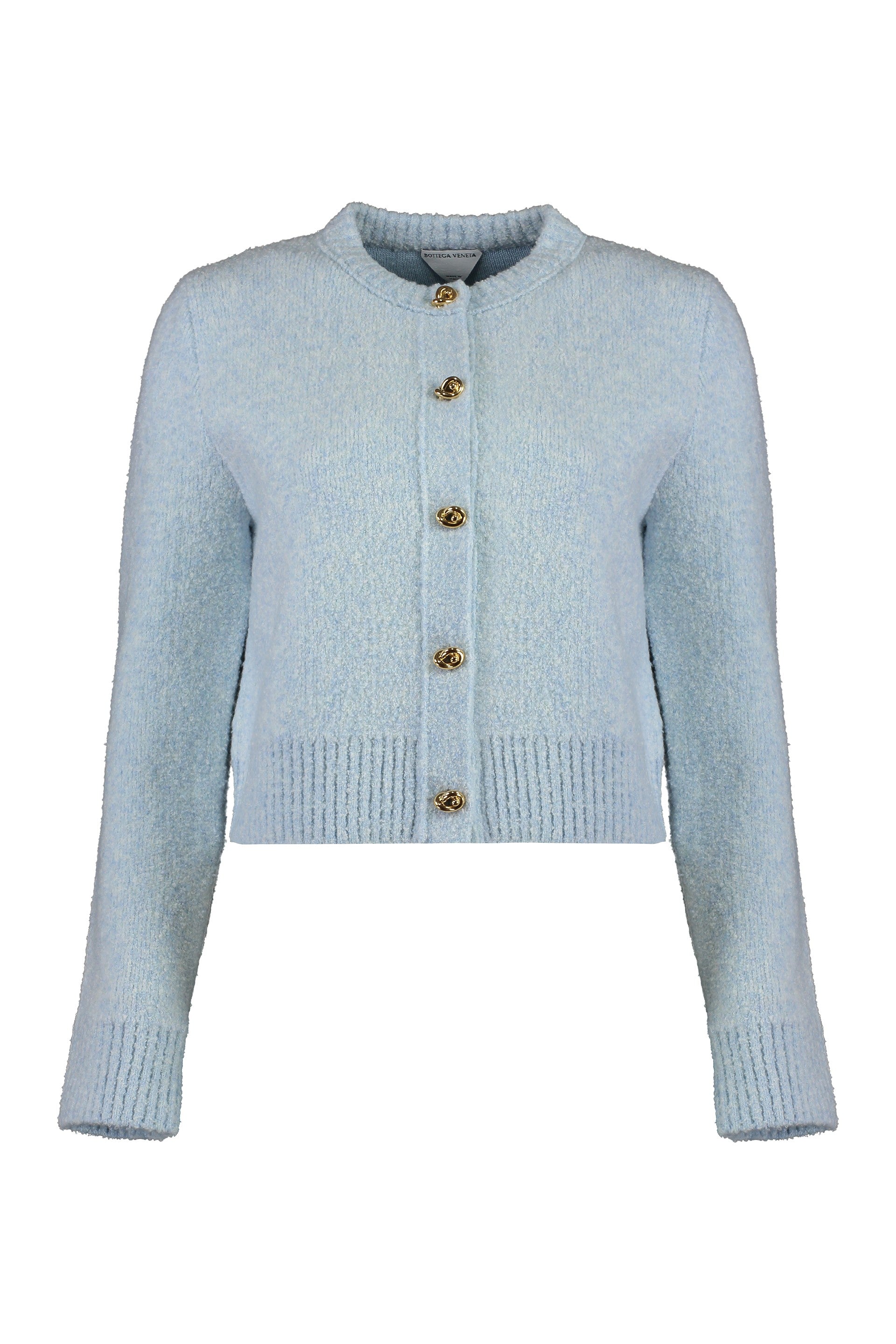 Bouclé Wool Cardigan with Metal Knot Buttons