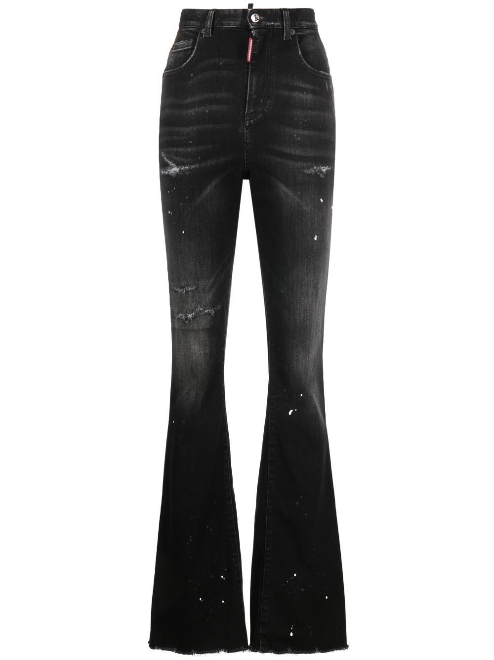 Distressed-effect flared jeans - Black