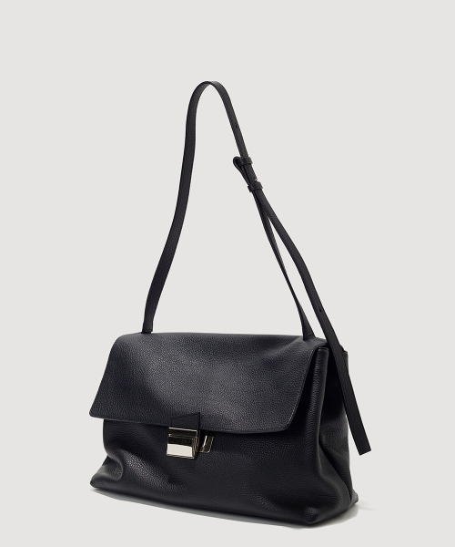 Delfi Large Satchel Shoulder Bag Black