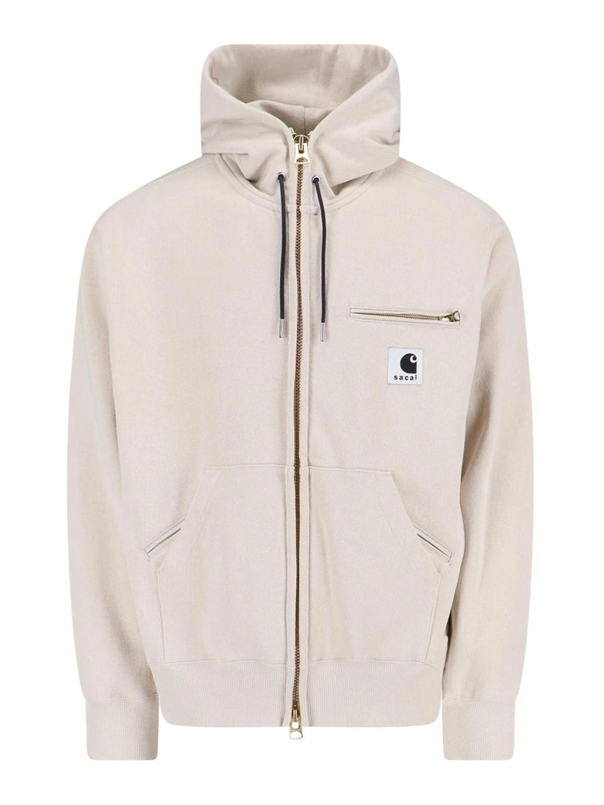 Sacai - hooded jacket gold tone hardware pocket