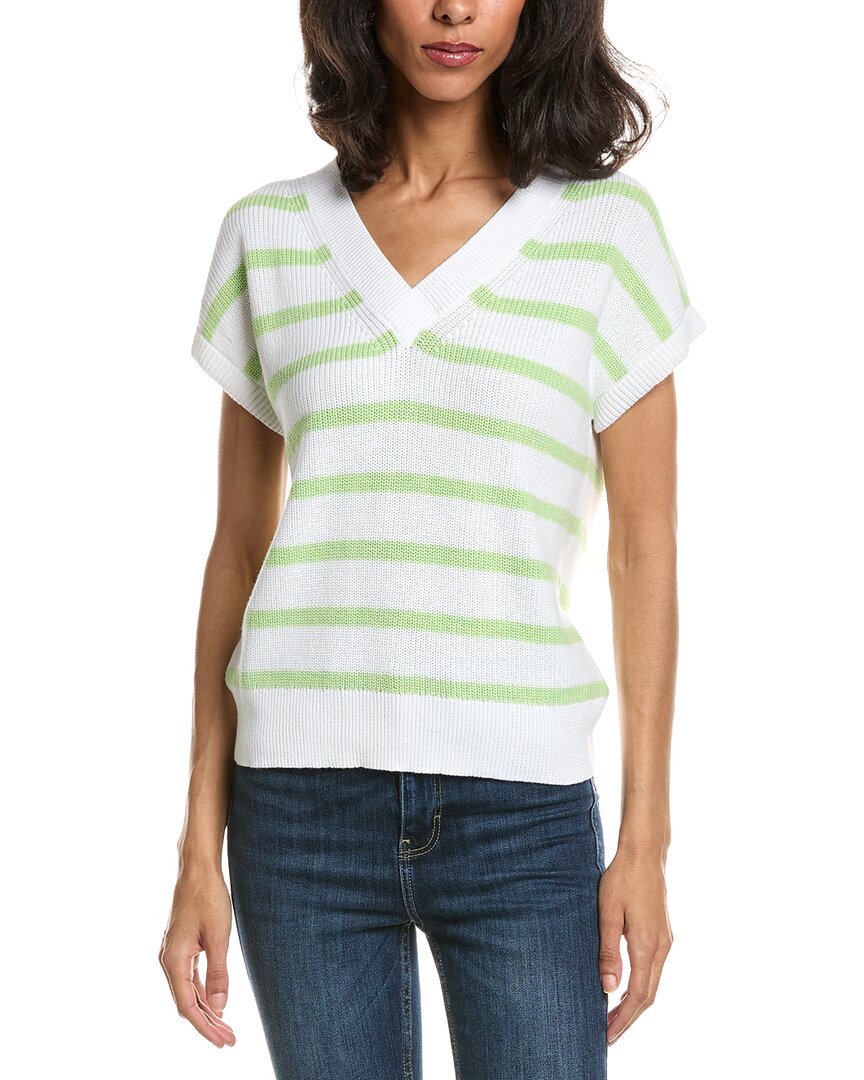 Stripe Cap Sleeve V-Neck Sweater