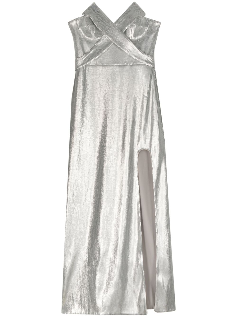 Sequined strapless gown - Silver