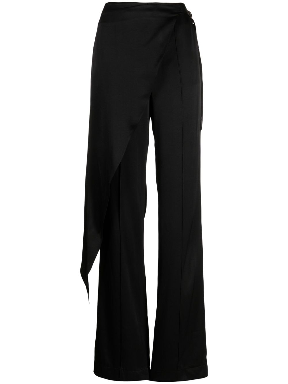 Scarf-detail pressed-crease trousers - Black