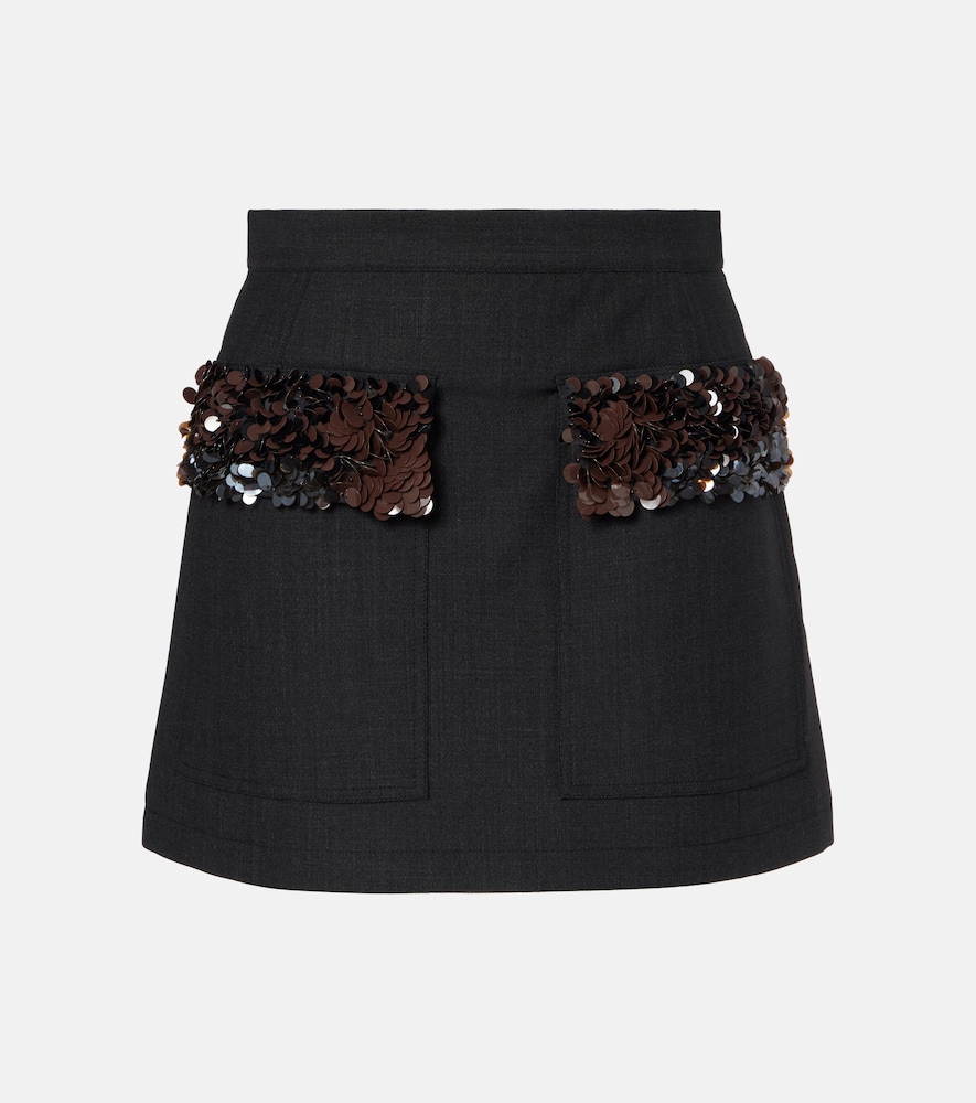 Sequined wool-blend miniskirt