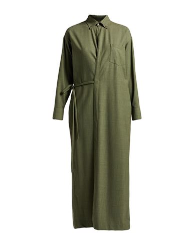 Woman Maxi dress Military green Size 2 Virgin Wool, Polyamide, Elastane