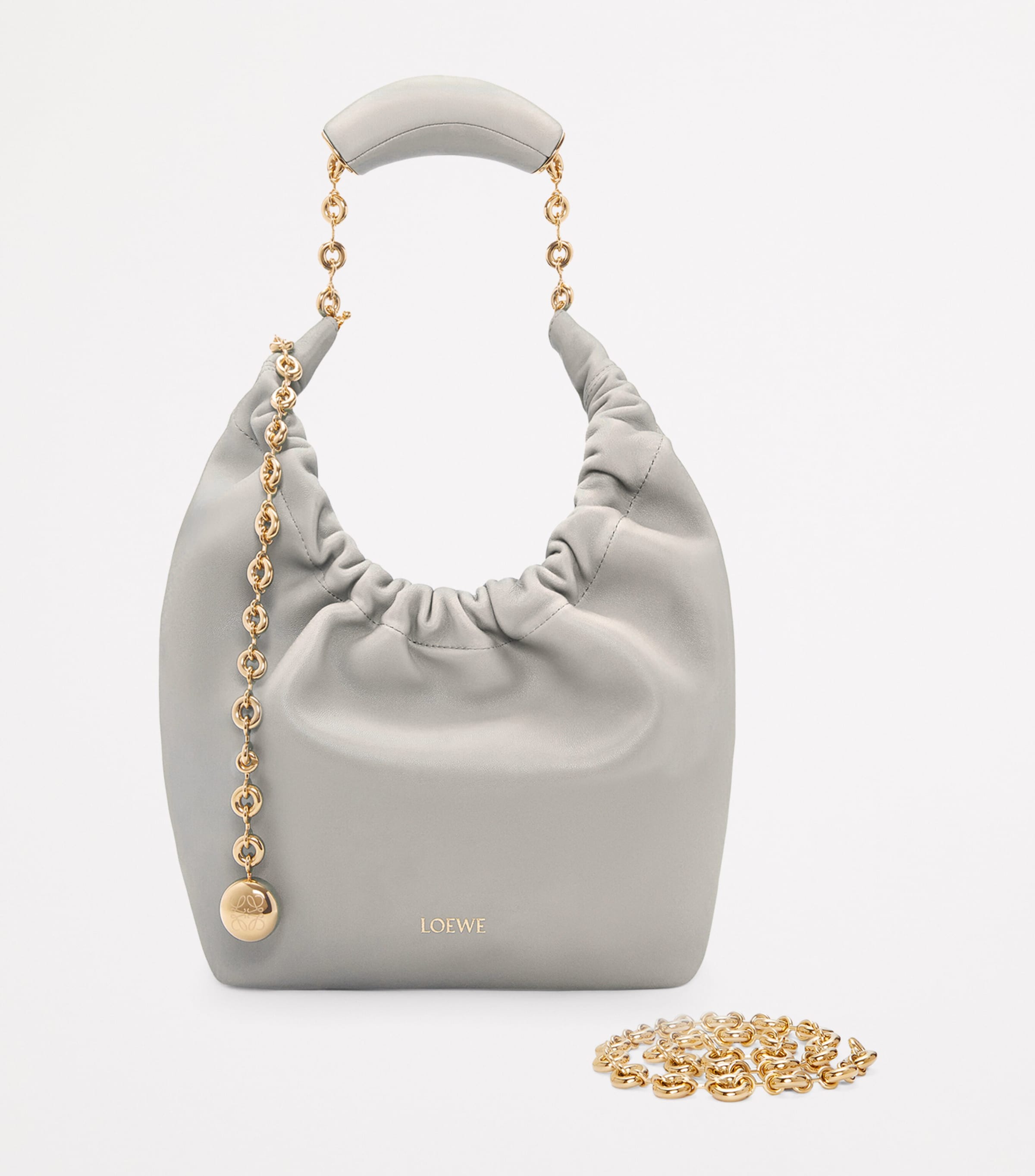Small Leather Squeeze Top-Handle Bag