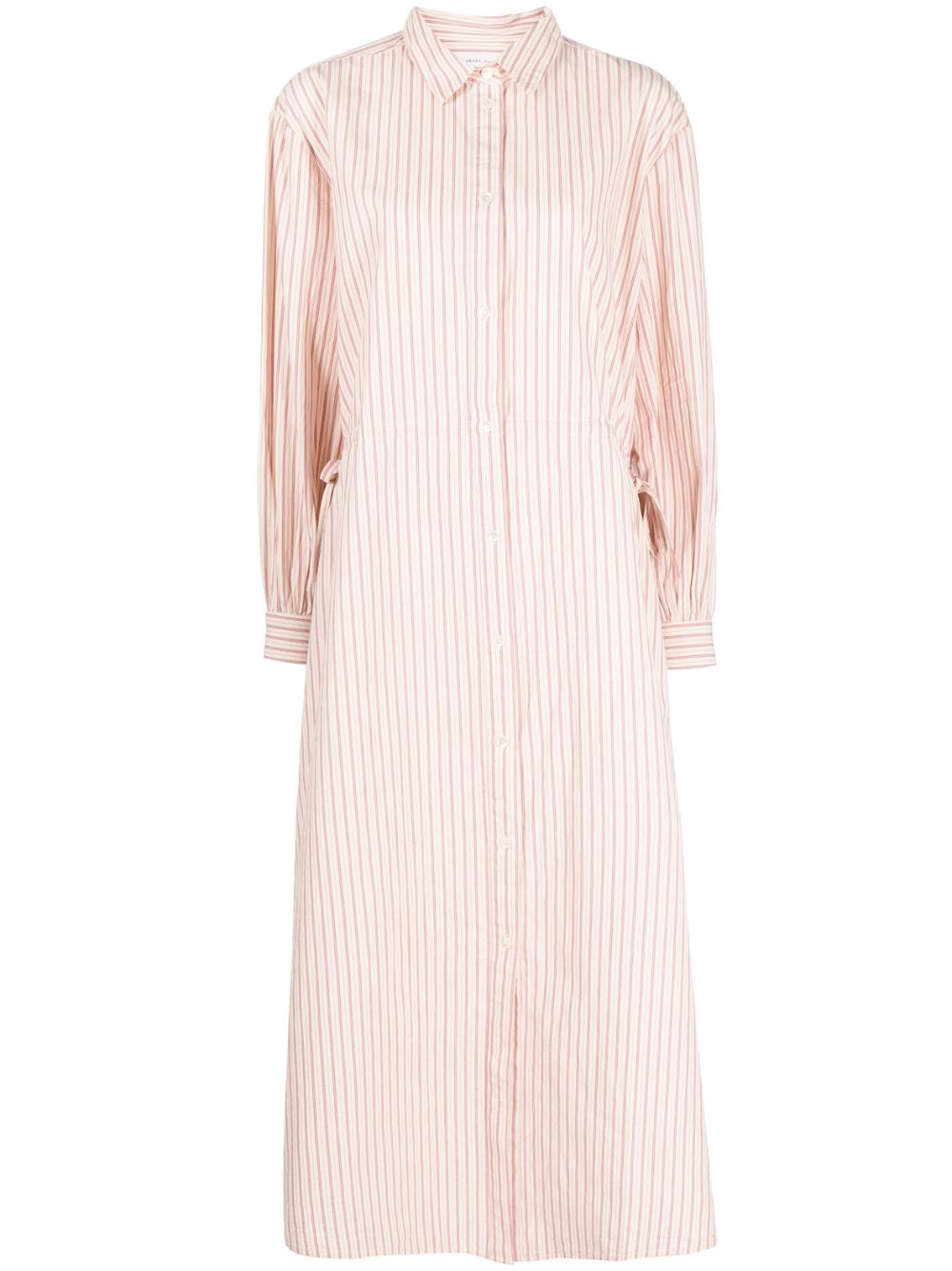 Striped long-sleeve shirt dress - Pink