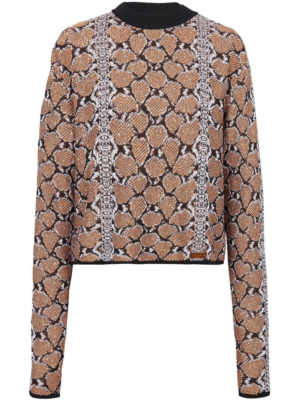 Snakeskin-jacquard jumper - Brown