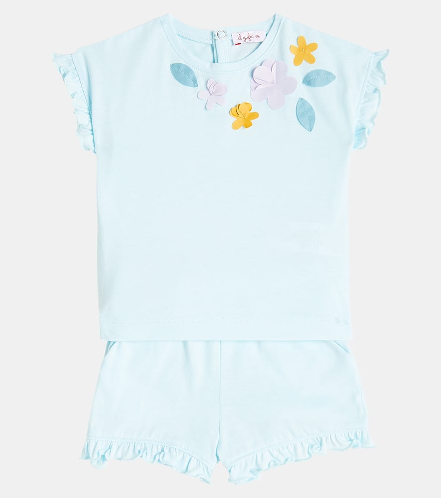 Il Gufo Baby cotton top and shorts set