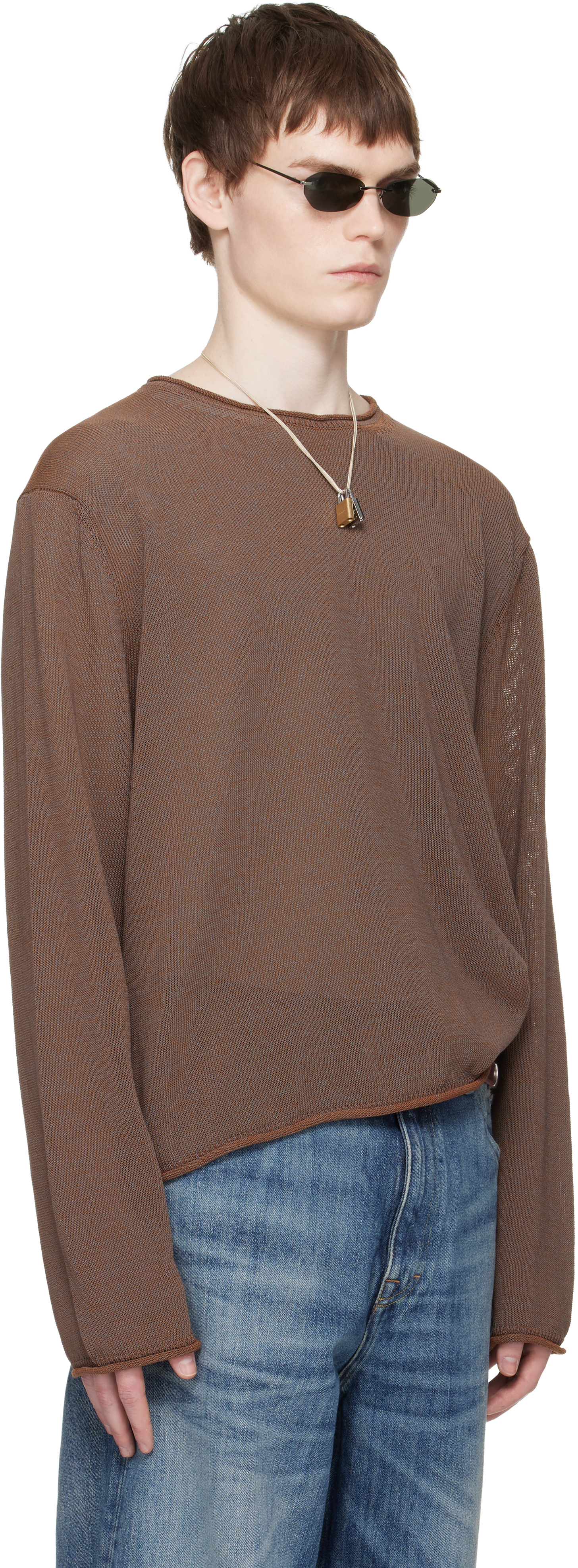 Brown Rigid Popover Sweater