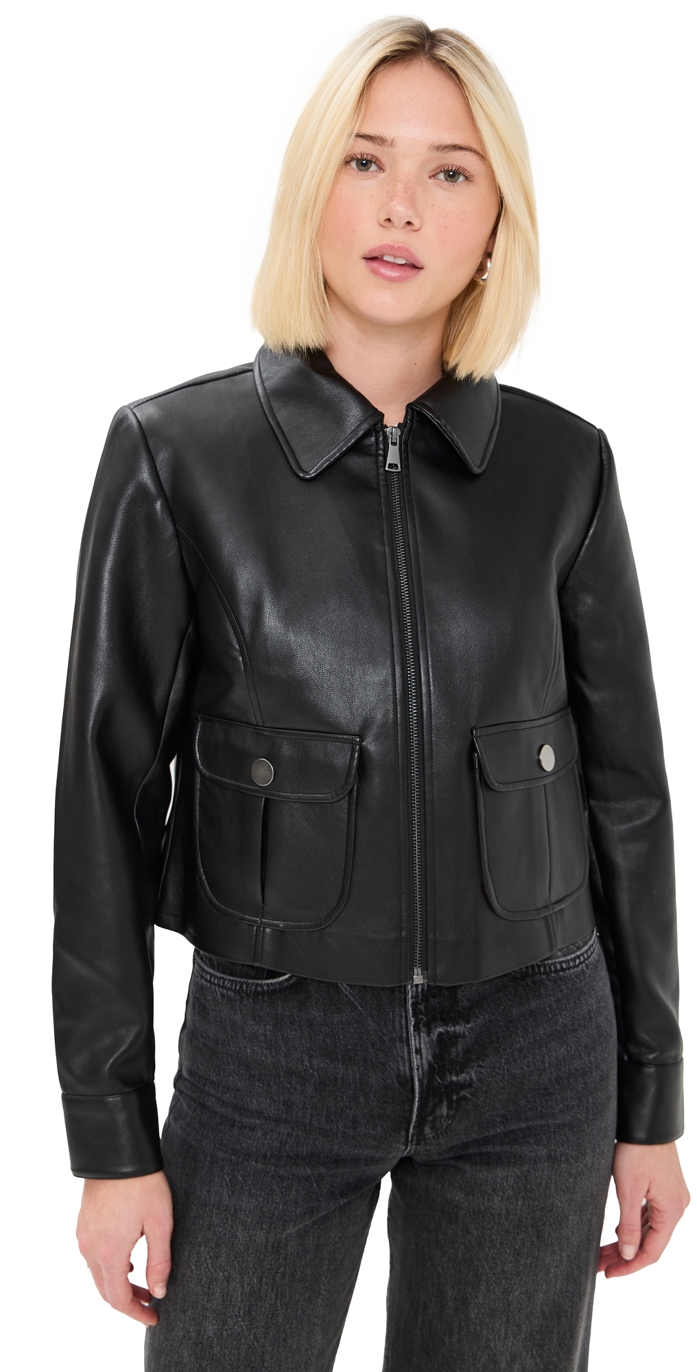 Harper Faux Leather Jacket Black