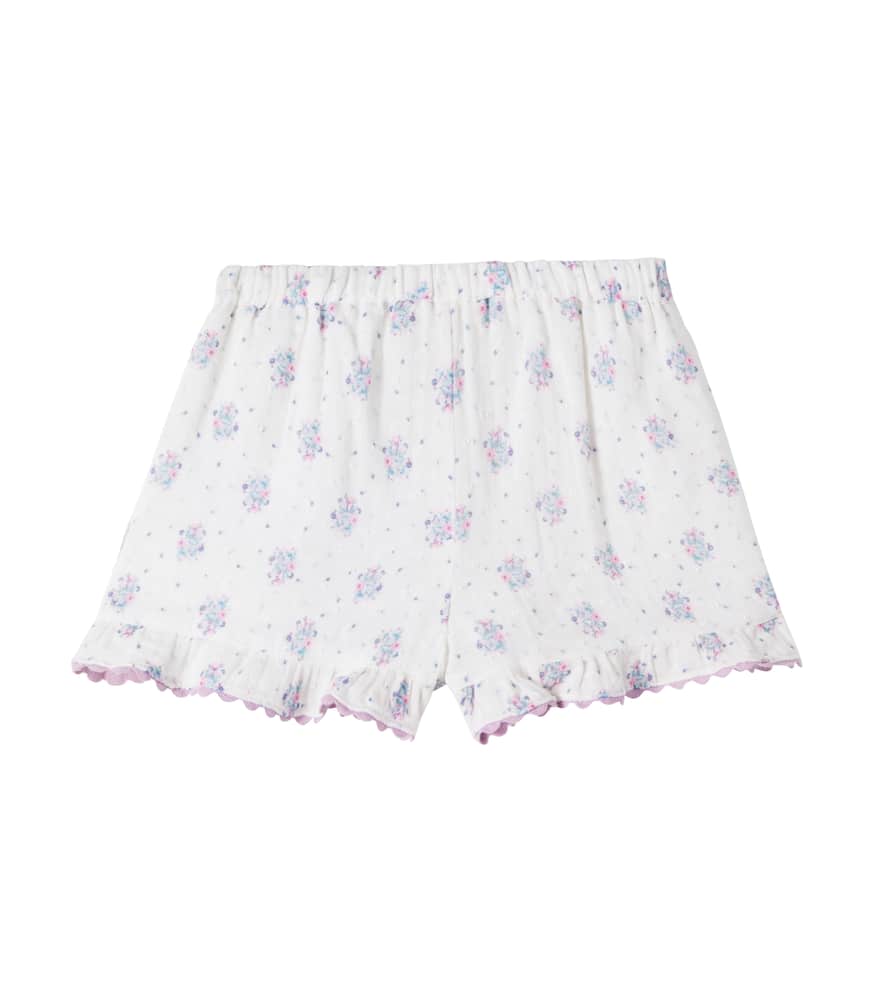 Vallal floral ruffled cotton shorts