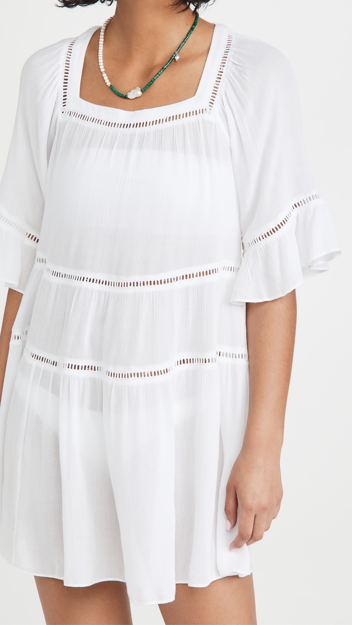 Drop Waist Mini Dress White