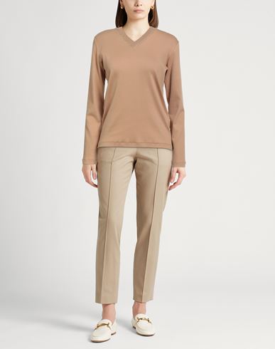 Woman Sweater Sand Size 10 Cotton, Elastane