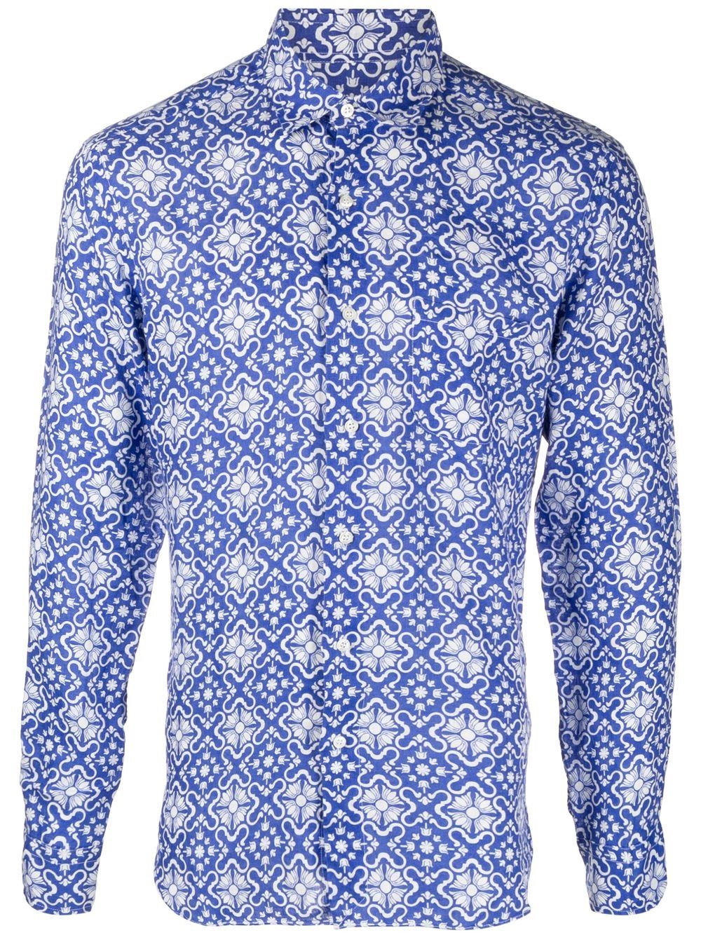 Geometric-print long-sleeve shirt - Blue