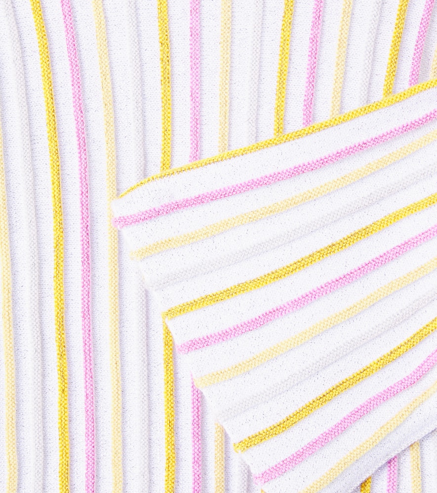 Ribbed-knit striped cotton-blend top