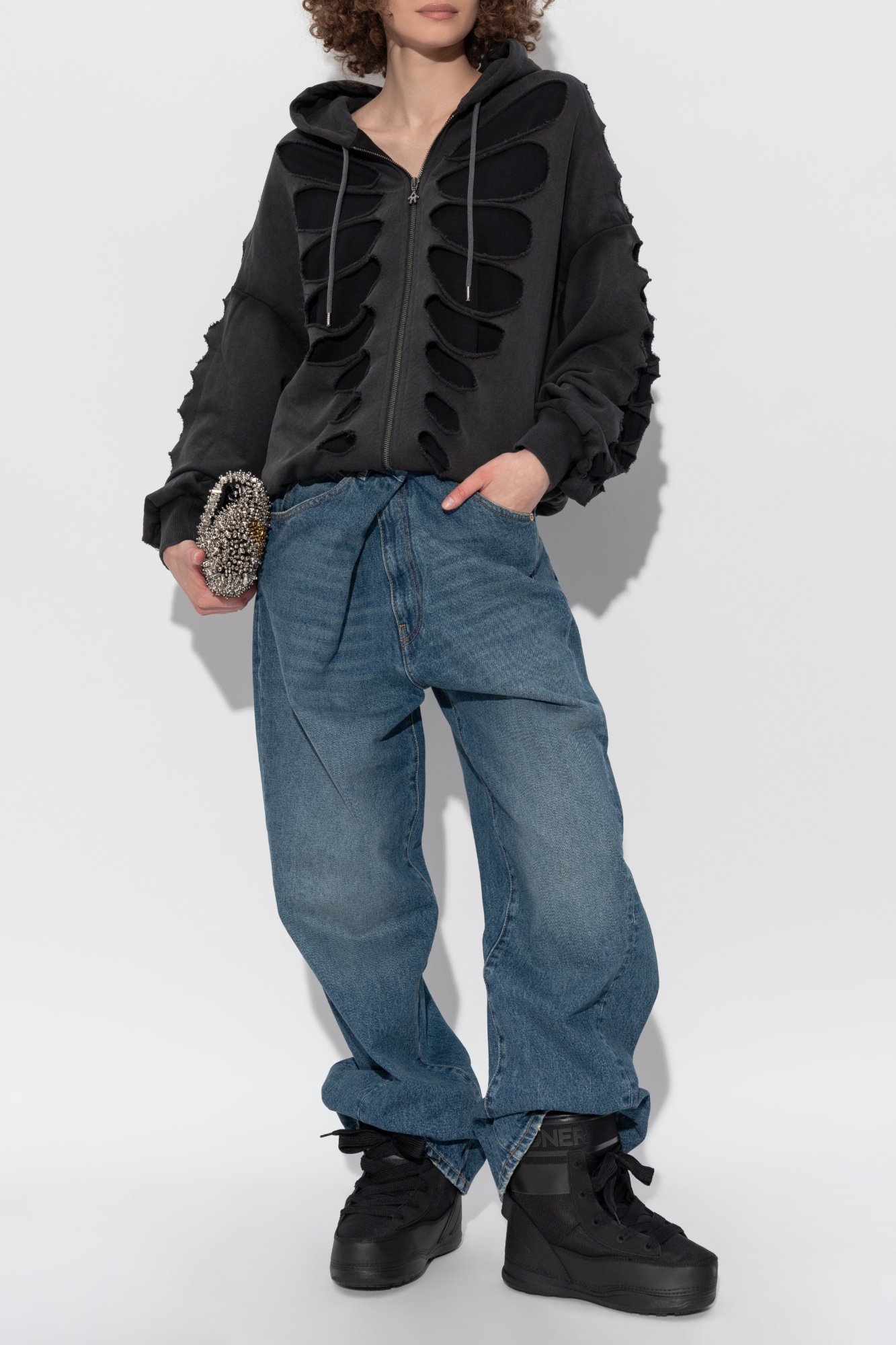 Sweatshirt With Cut-outs, Women's, Black