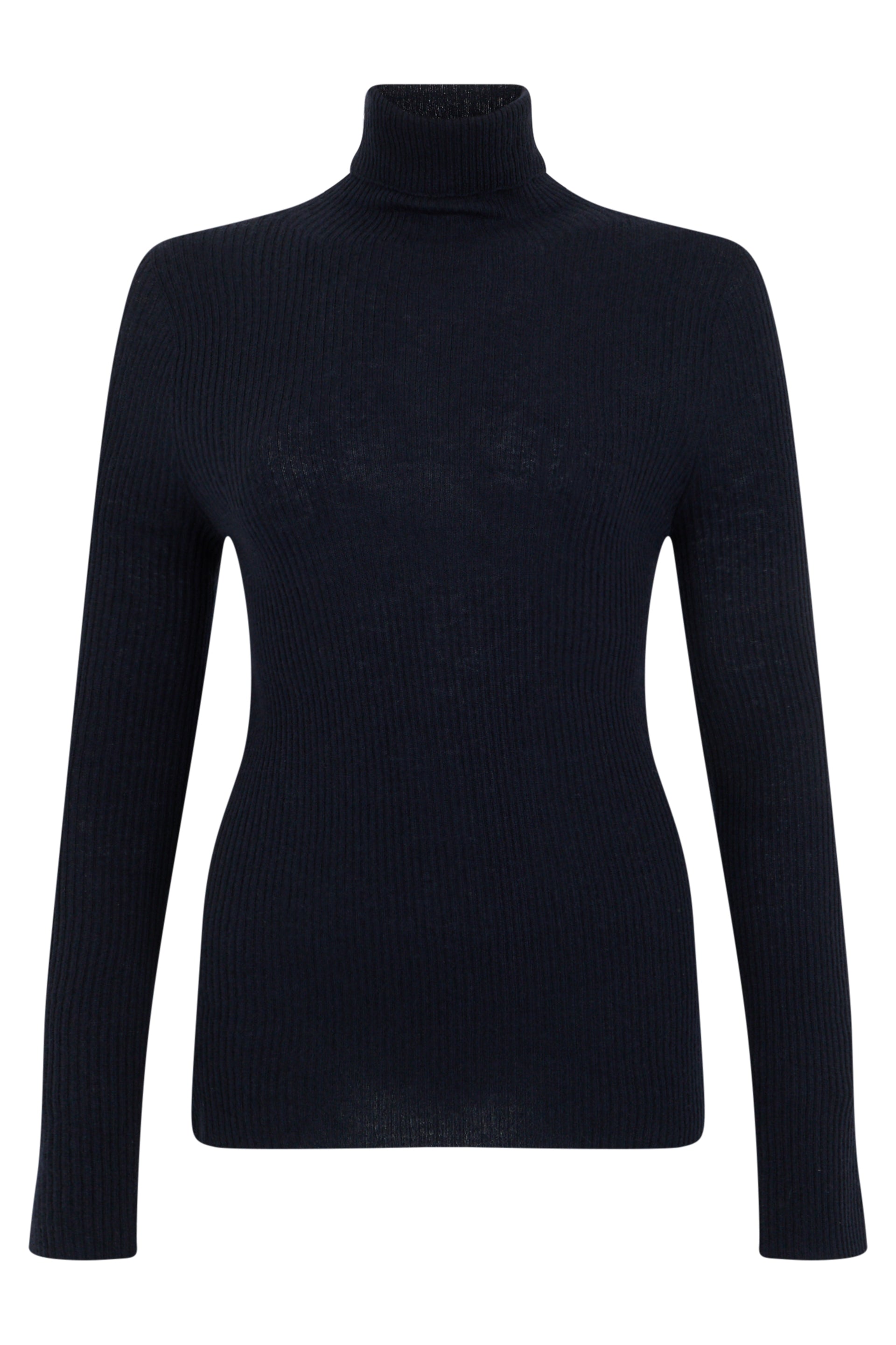 High-Collar Long-Sleeve Fitted Sweater