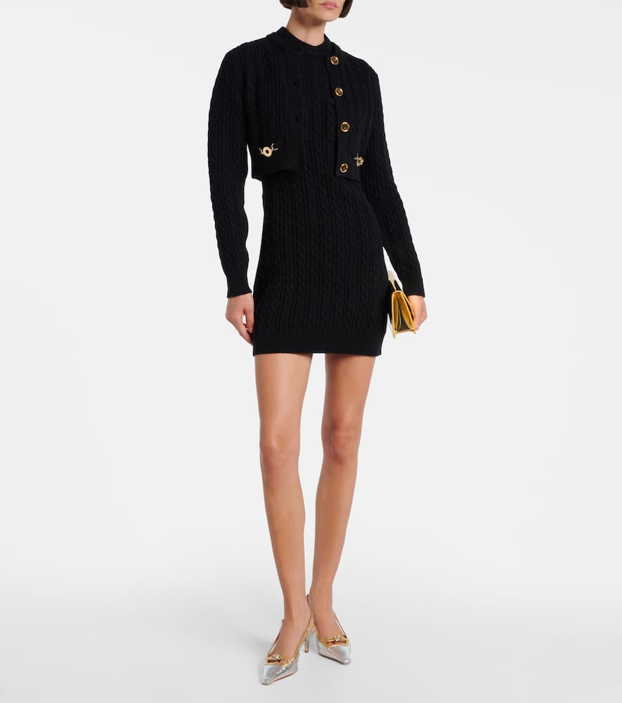Cable-knit wool and cashmere minidress
