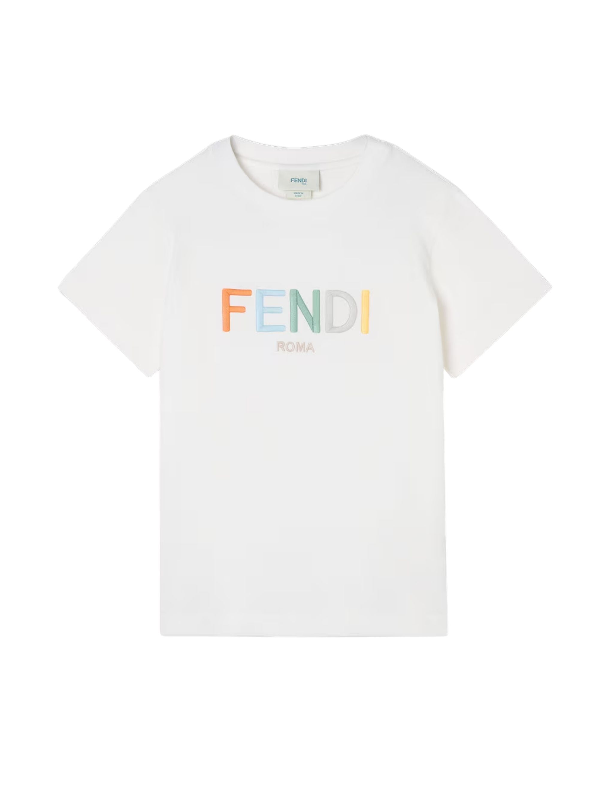 Junior T-shirt in Jersey with Multicoloured Lettering Embroidered on the Front