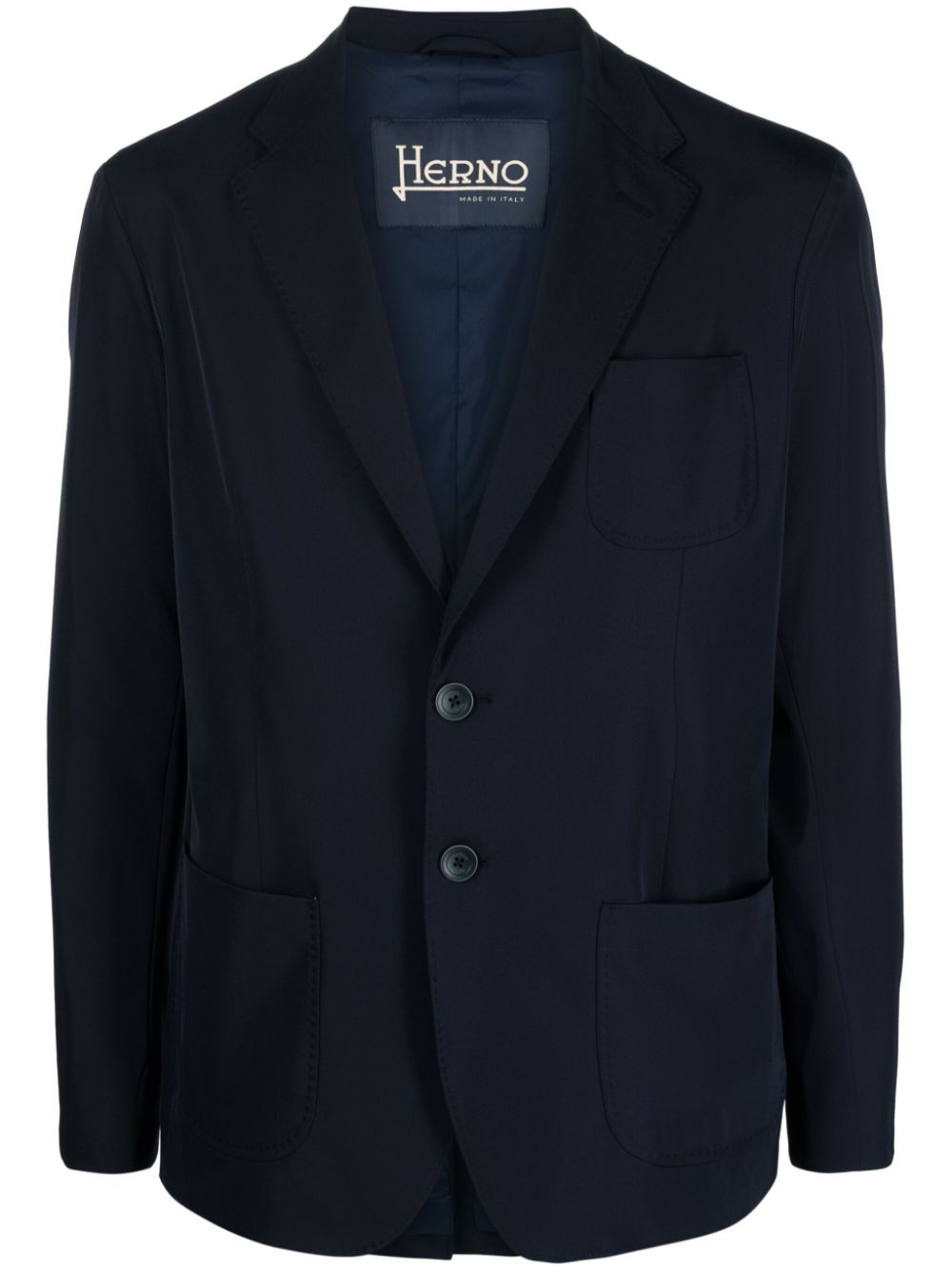 Notched-lapel single-breasted blazer - Blue