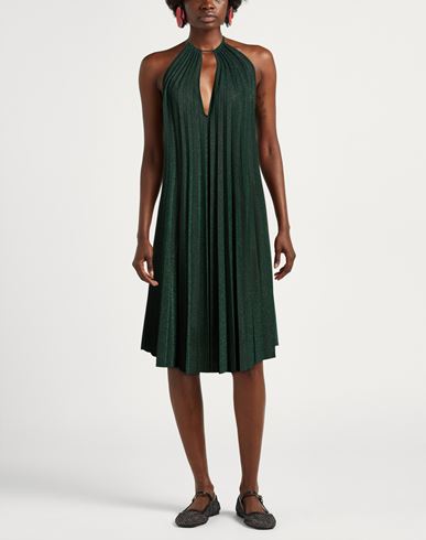 Woman Midi dress Dark green Size 4 Cotton, Polyester, Polyamide, Metallic Polyester, Elastane